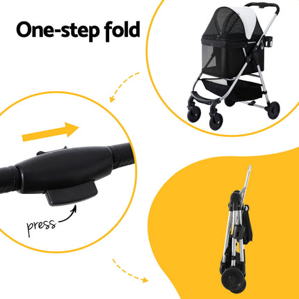 i.Pet Pet Stroller Pram Dog Cat Carrier Cage Large Travel Pushchair Foldable 4 Wheels 5