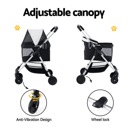 i.Pet Pet Stroller Pram Dog Cat Carrier Cage Large Travel Pushchair Foldable 4 Wheels 6