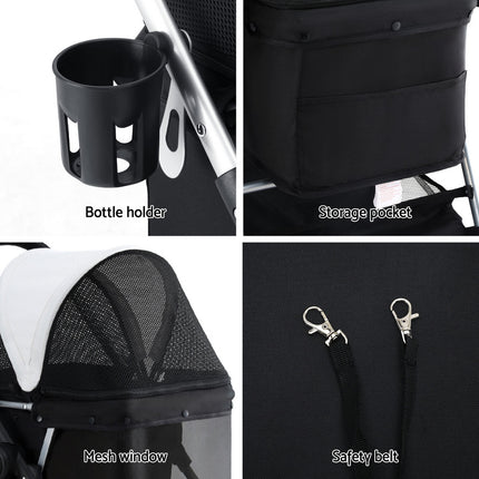 i.Pet Pet Stroller Pram Dog Cat Carrier Cage Large Travel Pushchair Foldable 4 Wheels 7