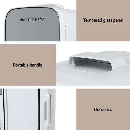 Glacio Mini Fridge Portable White Electric Cooler Warmer 12V 220V 8