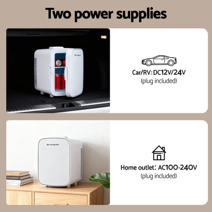 Glacio Mini Fridge Portable White Electric Cooler Warmer 12V 220V 9