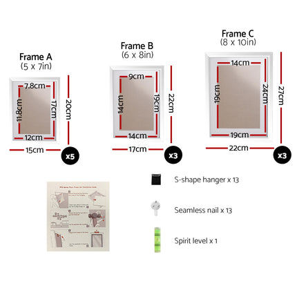 Artiss Photo Frames Art Holder 11PCS 5x7" 6x8" 8x10" White 3
