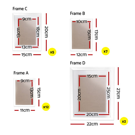 Artiss Photo Frames Art Holder 26PCS 8x10" 5x7" 4x6" 3.5x5" White 3