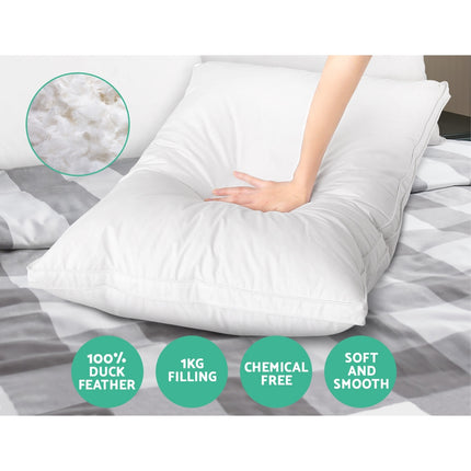 Giselle Bedding Duck Feather Down Pillow Luxury Twin Pack 6