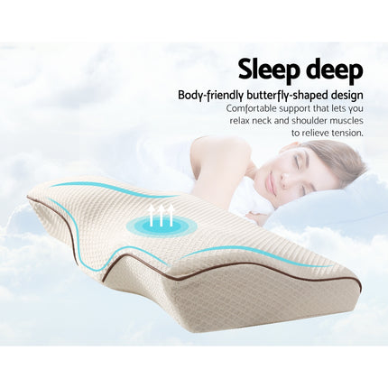 Giselle Memory Foam Pillow Neck Cervical Butterfly Ergonomic Support White 3