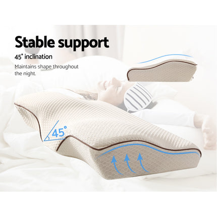 Giselle Memory Foam Pillow Neck Cervical Butterfly Ergonomic Support White 5