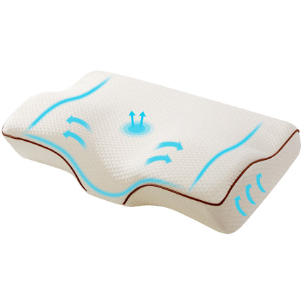 Giselle Memory Foam Pillow Neck Cervical Butterfly Ergonomic Support White 7
