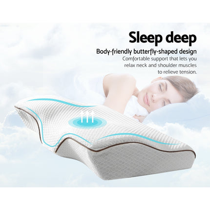 Giselle Memory Foam Pillow Neck Cervical Butterfly Ergonomic Support Grey 3