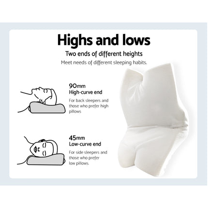 Giselle Memory Foam Pillow Neck Cervical Butterfly Ergonomic Support Grey 4
