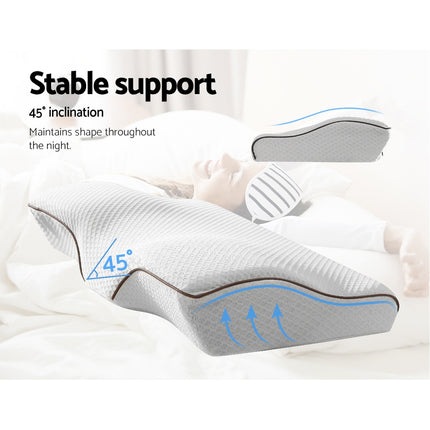 Giselle Memory Foam Pillow Neck Cervical Butterfly Ergonomic Support Grey 5