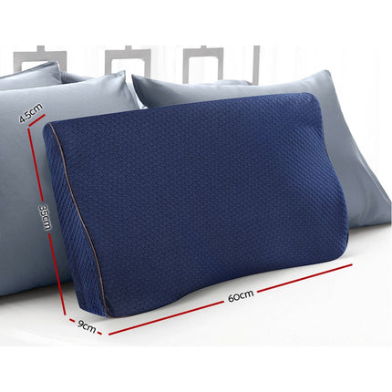 Giselle Memory Foam Pillow Neck Cervical Butterfly Ergonomic Support Navy 2