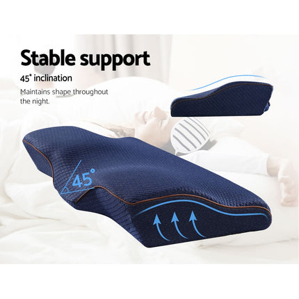 Giselle Memory Foam Pillow Neck Cervical Butterfly Ergonomic Support Navy 5