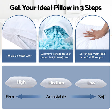 Giselle Bedding Shredded Memory Foam Pillow Adjustable Loft 5