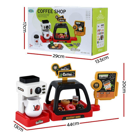Keezi Kids Pretend Role Play Toy Coffee Shop with Coffee Maker Machine Play Money Food Tea Party Set 3