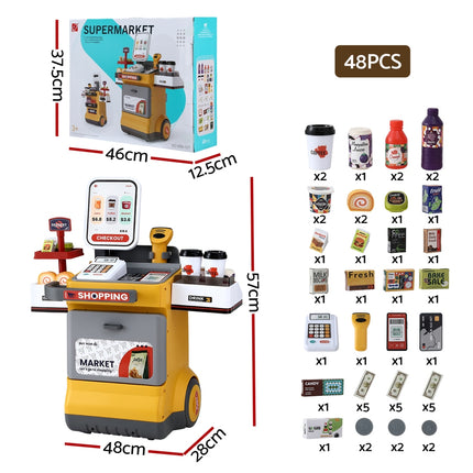 Keezi Kids Pretend Playset Supermarket Shopping Role Play Toy Cash Food 48PCS 3