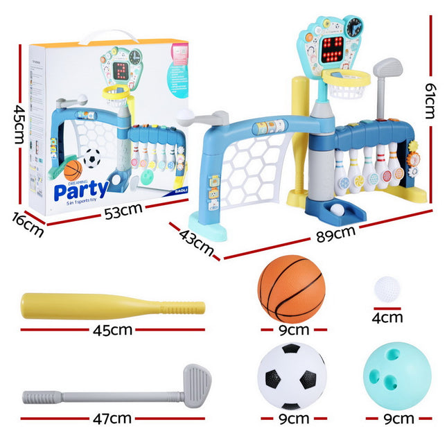 Keezi Kids Basketball Hoop Stand Bowling Baseball Golf Game Sports Toys Set Blue 2