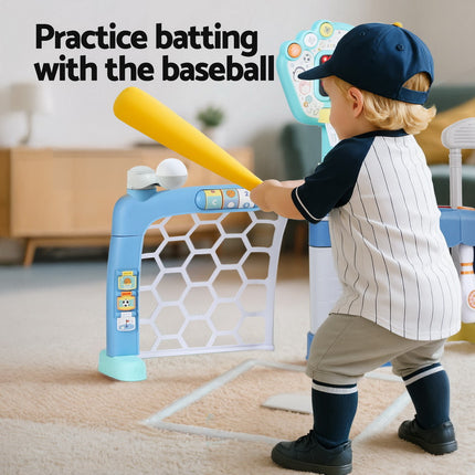 Keezi Kids Basketball Hoop Stand Bowling Baseball Golf Game Sports Toys Set Blue 6