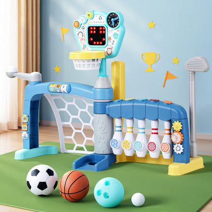 Keezi Kids Basketball Hoop Stand Bowling Baseball Golf Game Sports Toys Set Blue 7