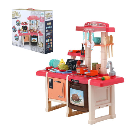 Keezi Kids Kitchen Pretend Play Set Cooking Sound Steam Light Function 4