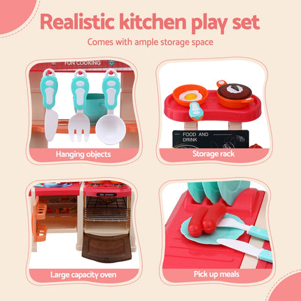 Keezi Kids Kitchen Pretend Play Set Cooking Sound Steam Light Function 5