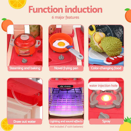 Keezi Kids Kitchen Pretend Play Set Cooking Sound Steam Light Function 6