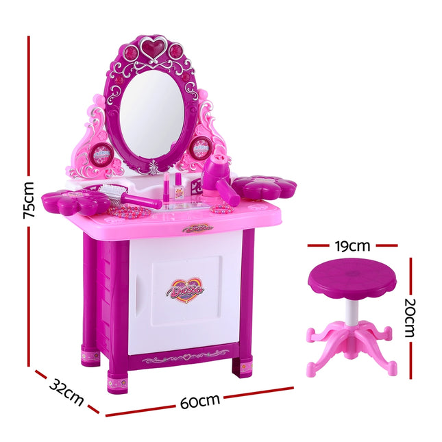 Keezi Kids Pretend Makeup Play Set Dressing Table Chair Girls Toys Children 2