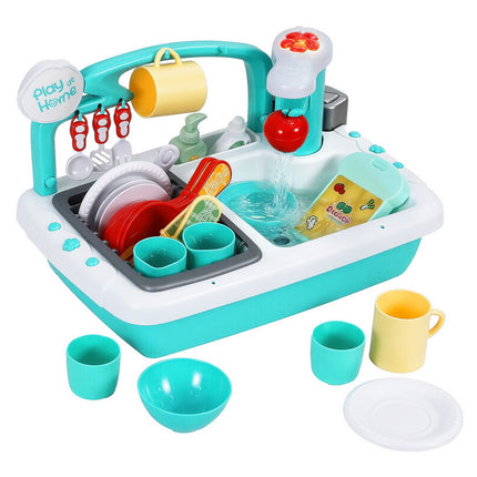 Keezi Kids Kitchen Play Set Play Pretend Sink Dishwasher Toys Green 2