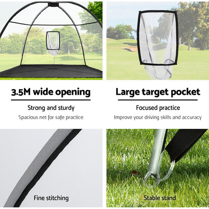 Everfit 3.5m Golf Practice Net Portable Training Aid Driving Target Tent Black 7