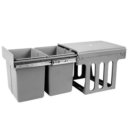 Cefito Pull Out Bin Kitchen Double Basket 2X15L Grey 4