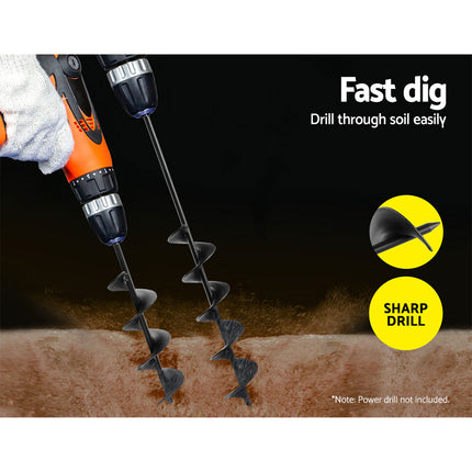 Giantz Power Garden Spiral Auger Hole Digger Earth Drill Bit Φ75x300 & 600mm 3