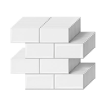 Artiss 3D Peel and Stick Wall Tiles Self Adhesive Subway Backsplash 10 Sheets, White 2