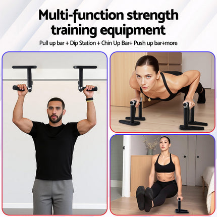 Everfit Pull Up Bar Chin Up Grips Foldable Doorway Gym Portable Black 4