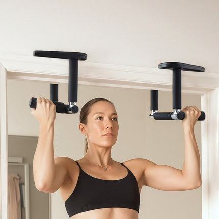 Everfit Pull Up Bar Chin Up Grips Foldable Doorway Gym Portable Black 7