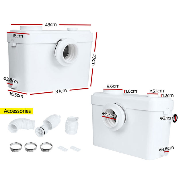 Giantz Macerator Sewerage Pump Waste Water Marine Toilet Disposal Unit Laundry 2