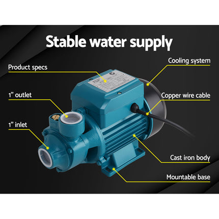 Giantz Peripheral Water Pump Garden Boiler Car Wash Electric Irrigation QB60 2