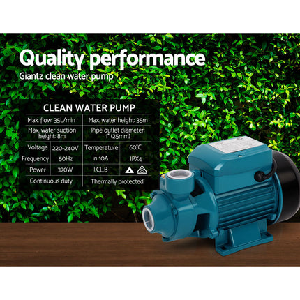 Giantz Peripheral Water Pump Garden Boiler Car Wash Electric Irrigation QB60 6