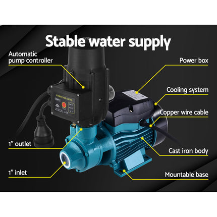 Giantz Peripheral Water Pump Garden Boiler Car Wash Auto Irrigation QB60 Black 3