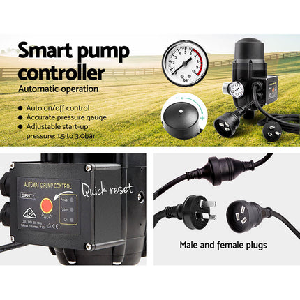 Giantz Peripheral Water Pump Garden Boiler Car Wash Auto Irrigation QB60 Black 6