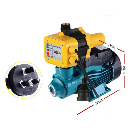Giantz Peripheral Water Pump Garden Boiler Car Wash Electric Irrigation QB60 Yellow 2