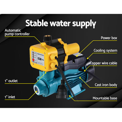 Giantz Peripheral Water Pump Garden Boiler Car Wash Electric Irrigation QB60 Yellow 3