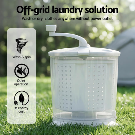 Devanti Portable Washing Machine Manual Spin Dryer Compact for Camping Caravan Apartment 4
