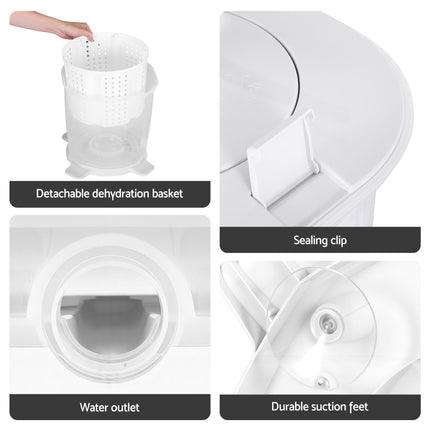 Devanti Portable Washing Machine Manual Spin Dryer Compact for Camping Caravan Apartment 7