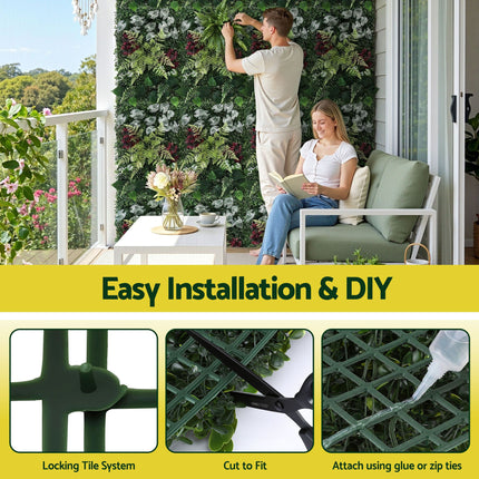 Gardeon 4PCS Artificial Plant Wall Panels 40X60CM Boxwood Panel Flower Backdrop Backyard Green Decor 5