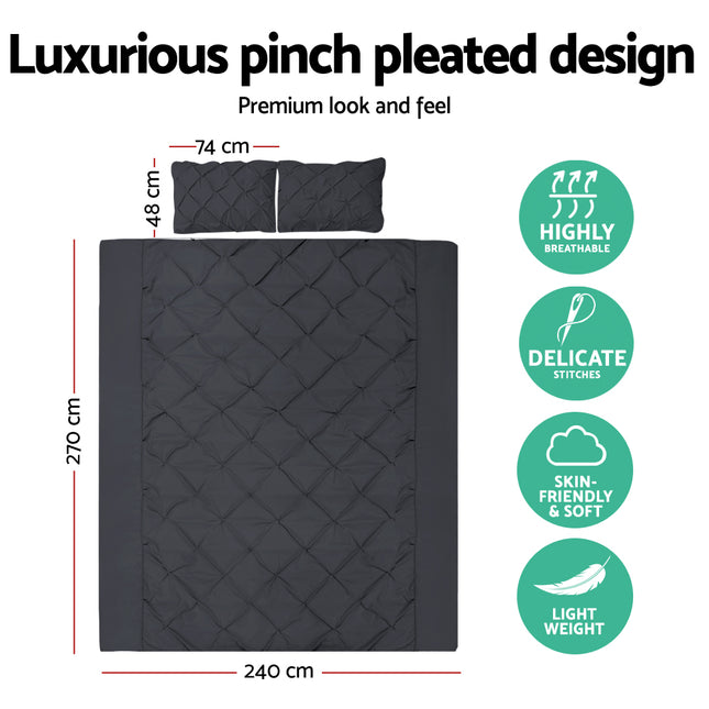 Giselle Bedding Quilt Cover Set Diamond Black Super King 2