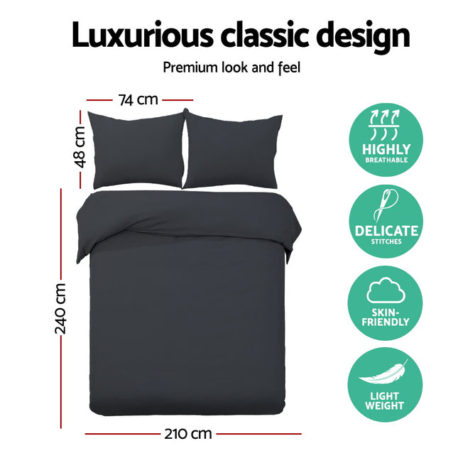 Giselle Bedding Quilt Cover Set Classic Black King 2