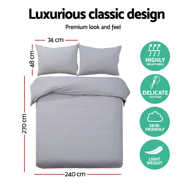 Giselle Bedding Quilt Cover Set Classic Grey Super King 2