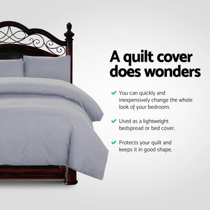 Giselle Bedding Quilt Cover Set Classic Grey Super King 3