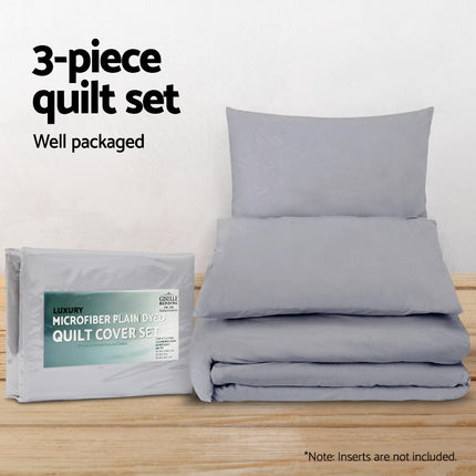 Giselle Bedding Quilt Cover Set Classic Grey Super King 4