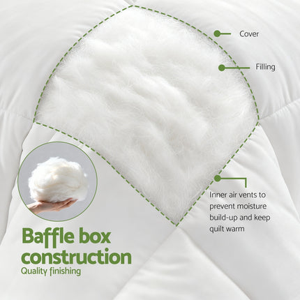 Giselle Bedding 200GSM Bamboo Quilt Summer Quilts All Season Doona Duvet Lightweight Double 6