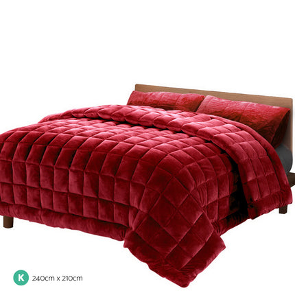 Giselle Bedding Faux Mink Quilt Burgundy King 2